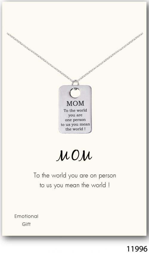 Mom, you are the world to us silver pendant